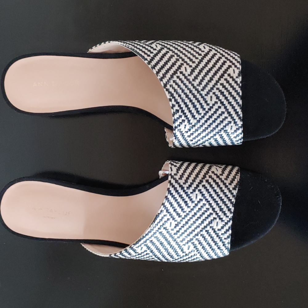 Black and white sandals